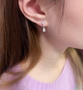 18K Drop Dia - Silver Rhodium